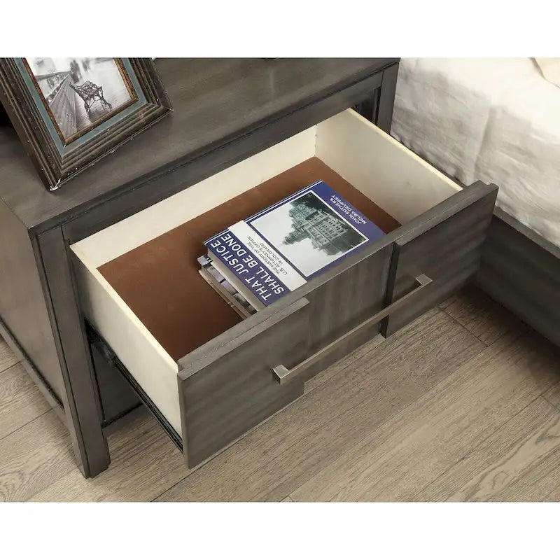 Transitional Solid Wood 2-Drawer Nightstand