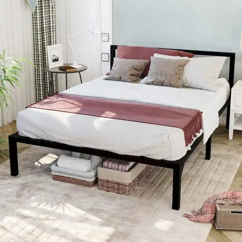 King Modern Metal Platform Bed Frame
