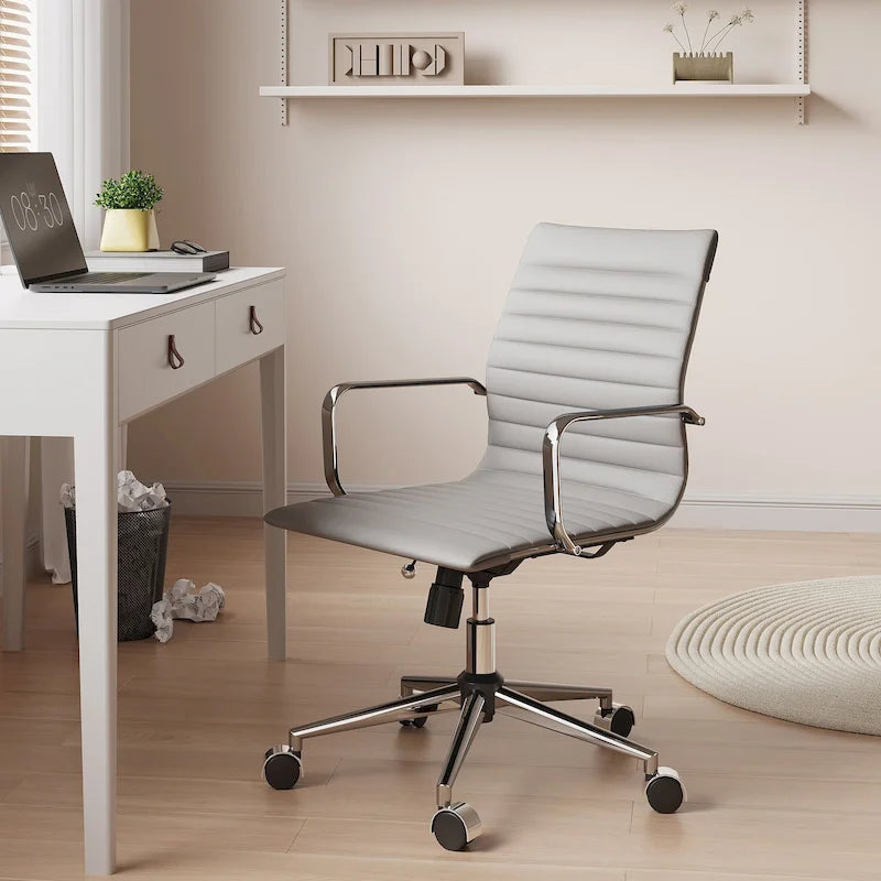 Ribbed Computer Office Chair Swivel Lift tilt function Ergonomic Premium Leather Desk Armchair