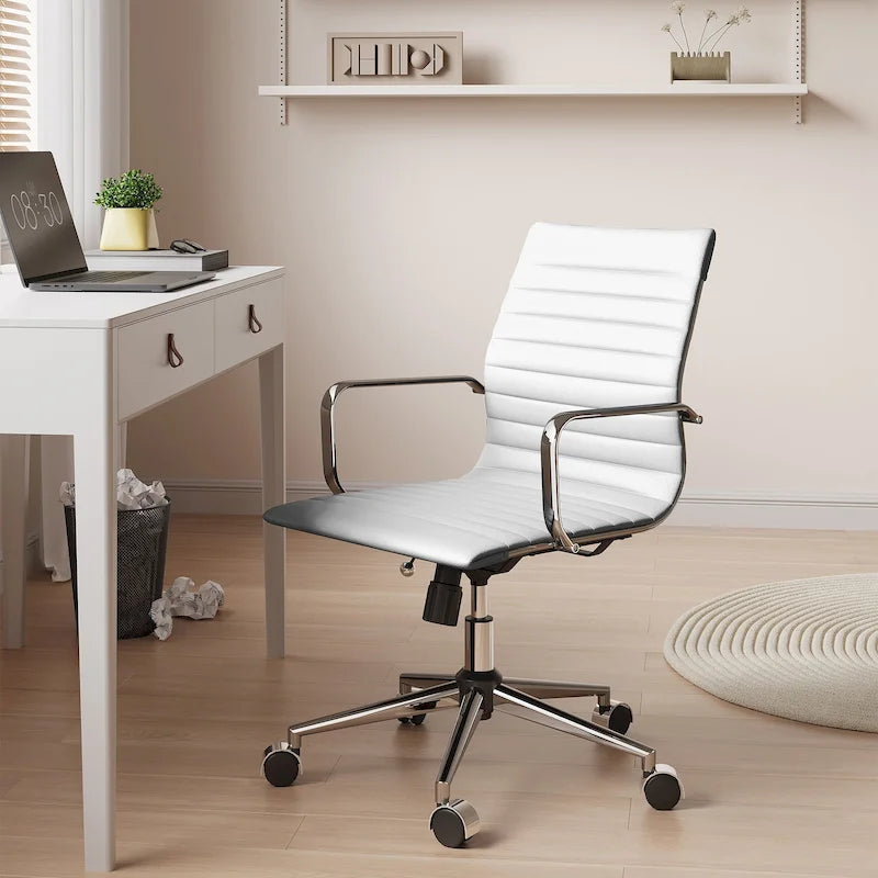 Ribbed Computer Office Chair Swivel Lift tilt function Ergonomic Premium Leather Desk Armchair