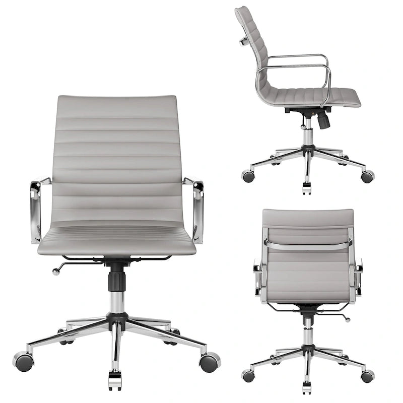 Ribbed Computer Office Chair Swivel Lift tilt function Ergonomic Premium Leather Desk Armchair