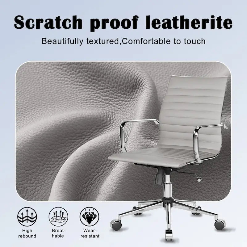 Ribbed Computer Office Chair Swivel Lift tilt function Ergonomic Premium Leather Desk Armchair