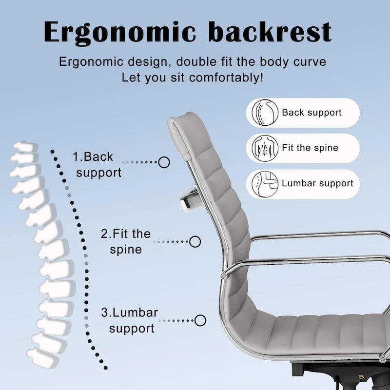 Ribbed Computer Office Chair Swivel Lift tilt function Ergonomic Premium Leather Desk Armchair