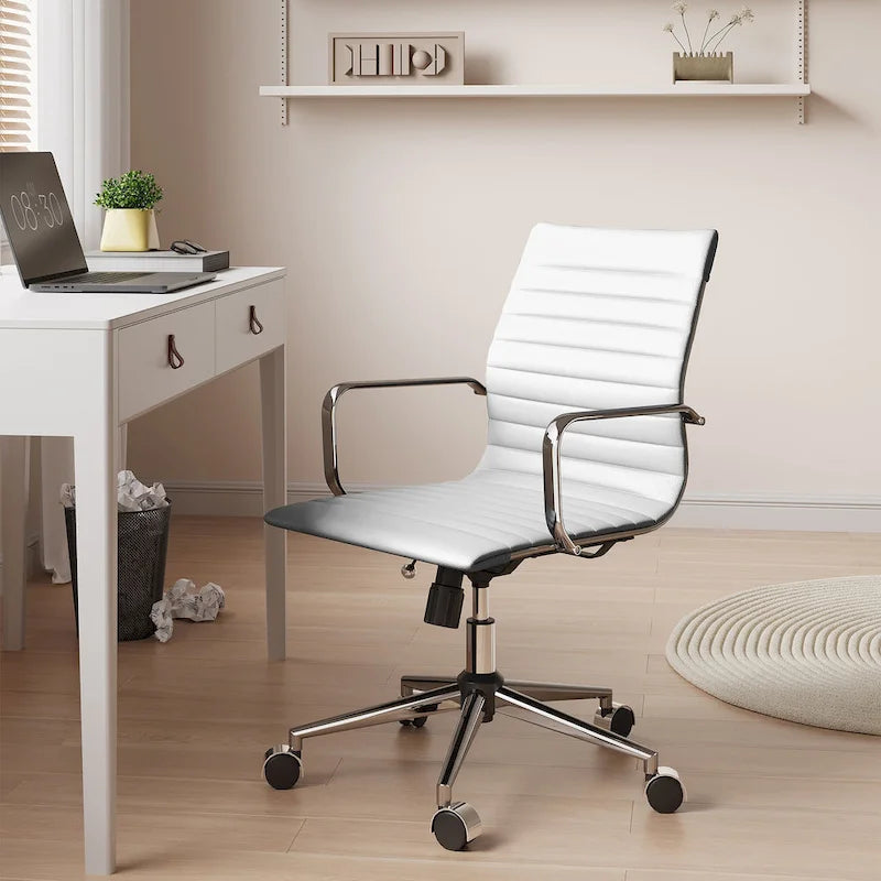 Ribbed Computer Office Chair Swivel Lift tilt function Ergonomic Premium Leather Desk Armchair