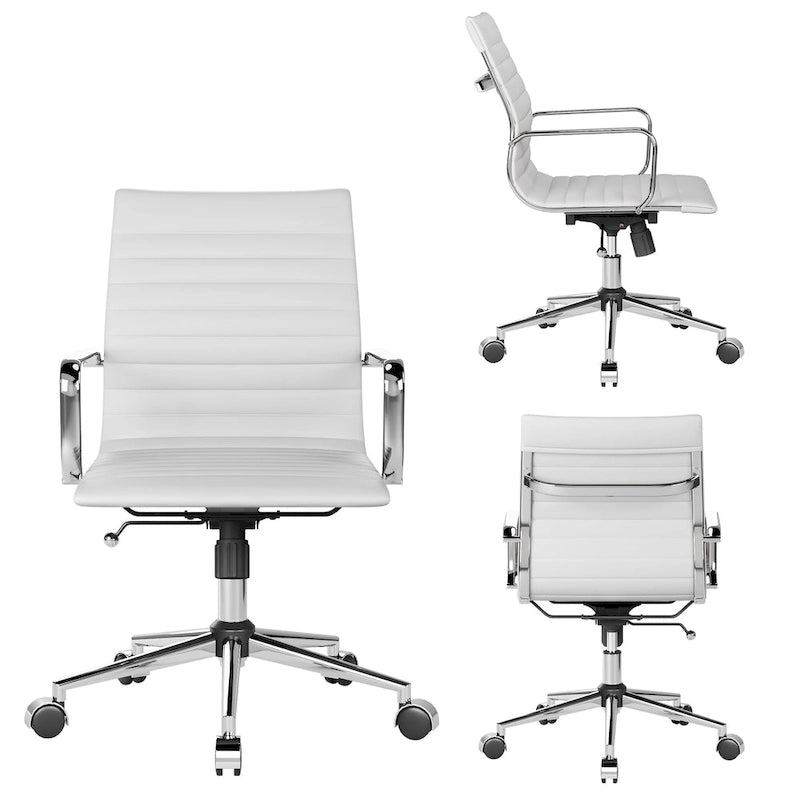 Ribbed Computer Office Chair Swivel Lift tilt function Ergonomic Premium Leather Desk Armchair