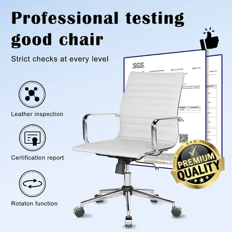 Ribbed Computer Office Chair Swivel Lift tilt function Ergonomic Premium Leather Desk Armchair