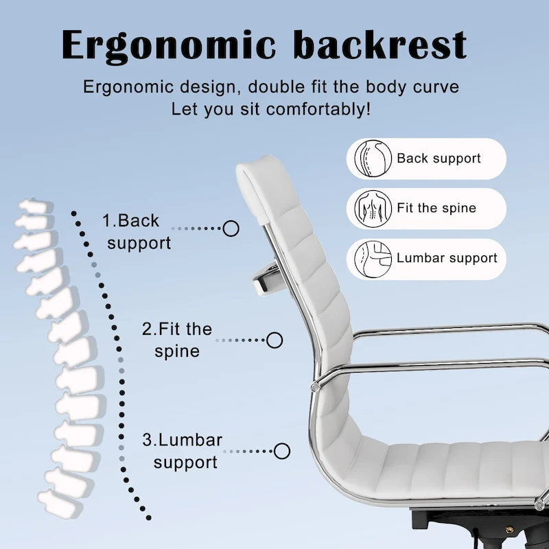 Ribbed Computer Office Chair Swivel Lift tilt function Ergonomic Premium Leather Desk Armchair