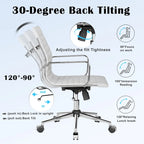 Ribbed Computer Office Chair Swivel Lift tilt function Ergonomic Premium Leather Desk Armchair