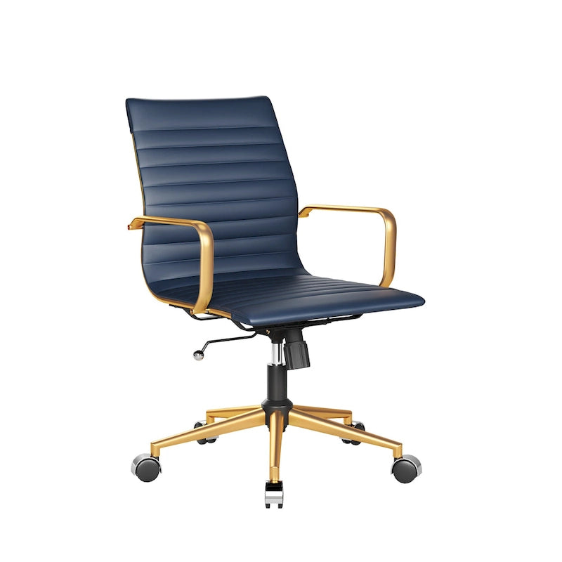 Ribbed Computer Office Chair Swivel Lift tilt function Ergonomic Premium Leather Desk Armchair