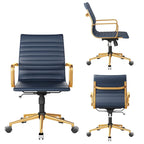 Ribbed Computer Office Chair Swivel Lift tilt function Ergonomic Premium Leather Desk Armchair
