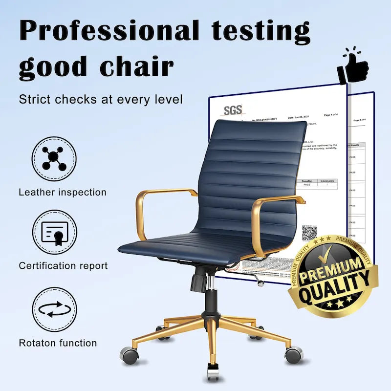 Ribbed Computer Office Chair Swivel Lift tilt function Ergonomic Premium Leather Desk Armchair