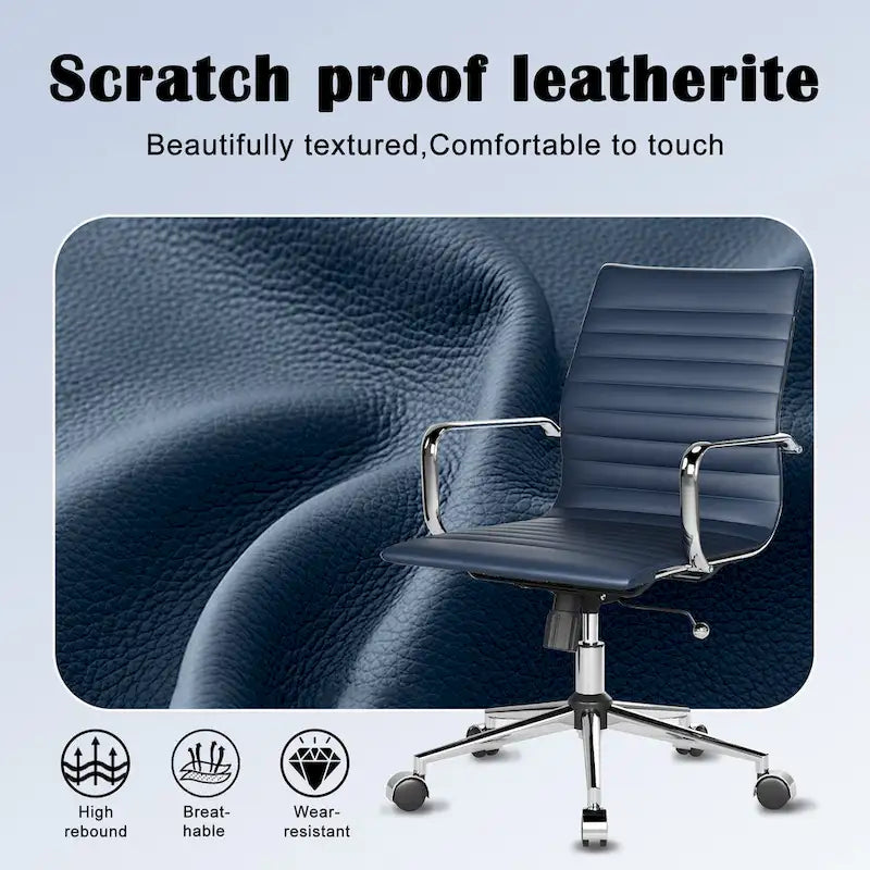 Ribbed Computer Office Chair Swivel Lift tilt function Ergonomic Premium Leather Desk Armchair