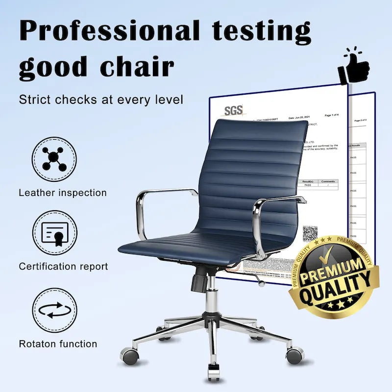 Ribbed Computer Office Chair Swivel Lift tilt function Ergonomic Premium Leather Desk Armchair