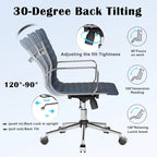 Ribbed Computer Office Chair Swivel Lift tilt function Ergonomic Premium Leather Desk Armchair