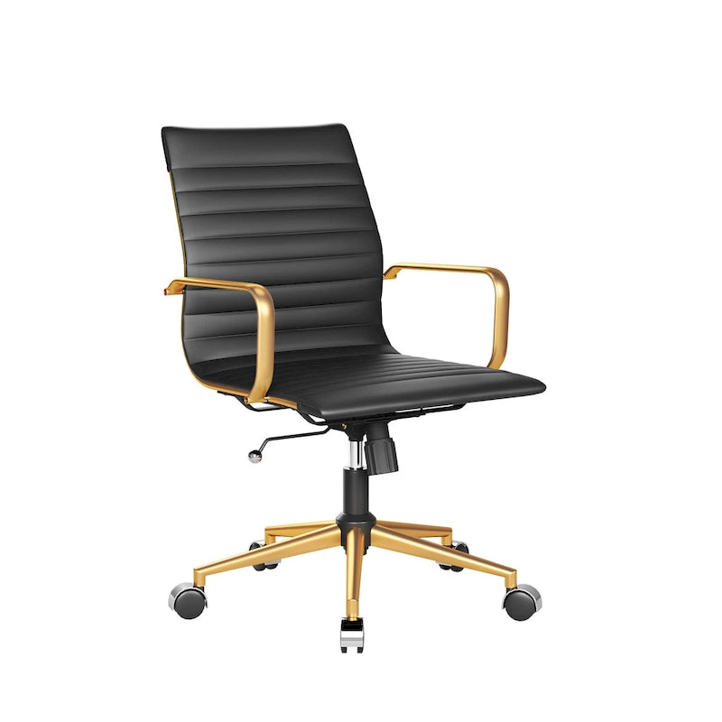 Ribbed Computer Office Chair Swivel Lift tilt function Ergonomic Premium Leather Desk Armchair