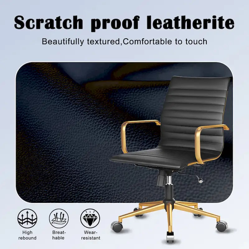 Ribbed Computer Office Chair Swivel Lift tilt function Ergonomic Premium Leather Desk Armchair