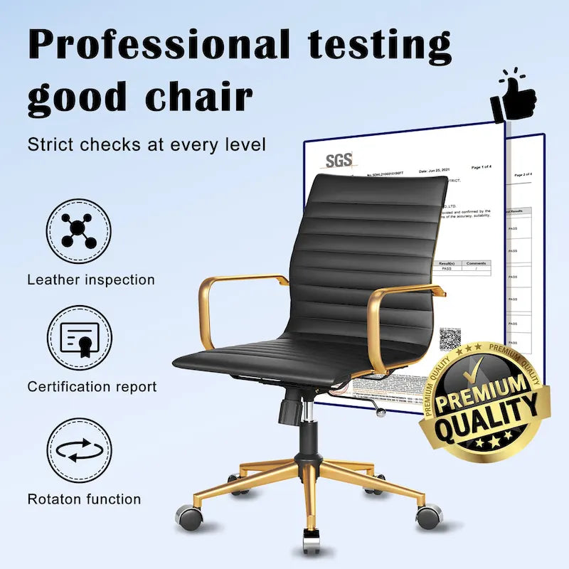 Ribbed Computer Office Chair Swivel Lift tilt function Ergonomic Premium Leather Desk Armchair