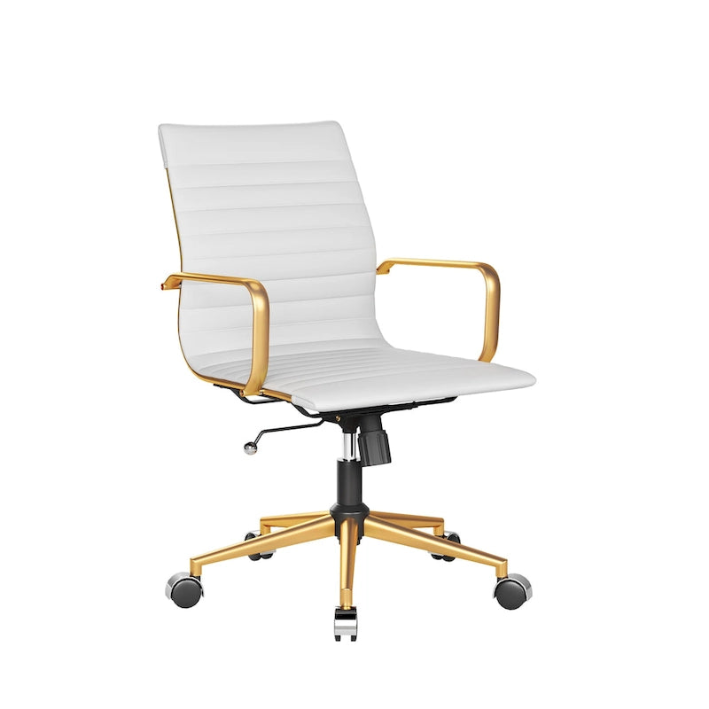 Ribbed Computer Office Chair Swivel Lift tilt function Ergonomic Premium Leather Desk Armchair