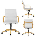 Ribbed Computer Office Chair Swivel Lift tilt function Ergonomic Premium Leather Desk Armchair