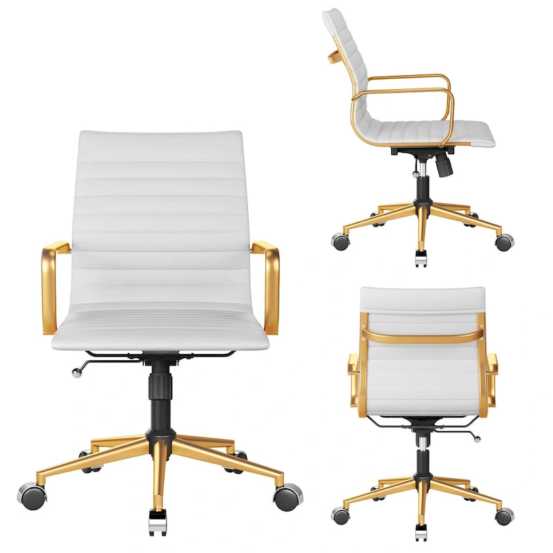 Ribbed Computer Office Chair Swivel Lift tilt function Ergonomic Premium Leather Desk Armchair