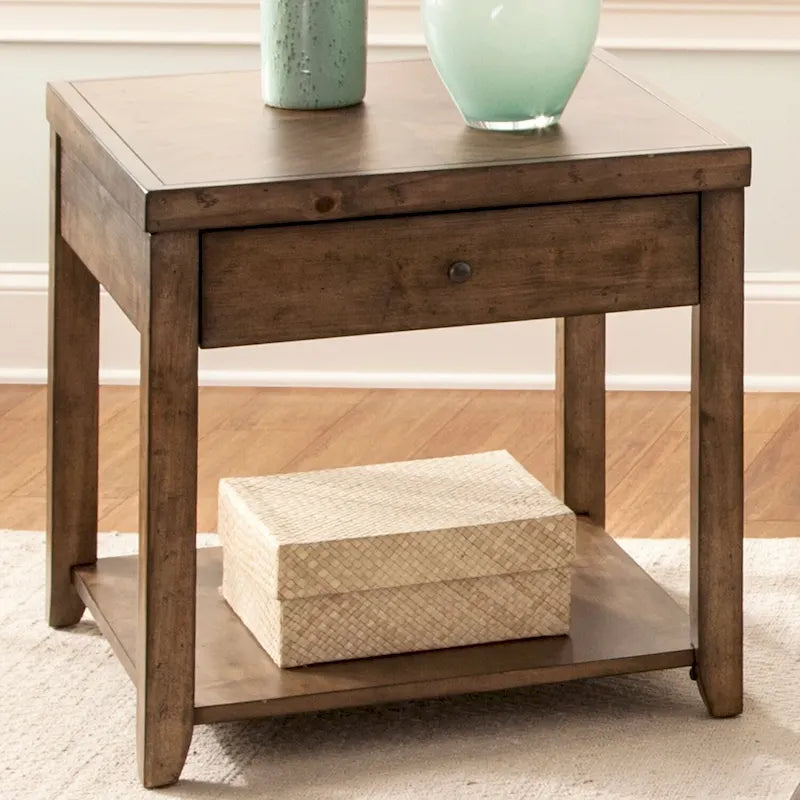 Nutmeg Brown Cedar End Table for Living Room