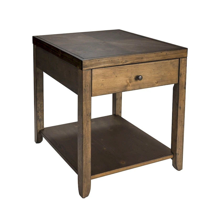 Nutmeg Brown Cedar End Table for Living Room