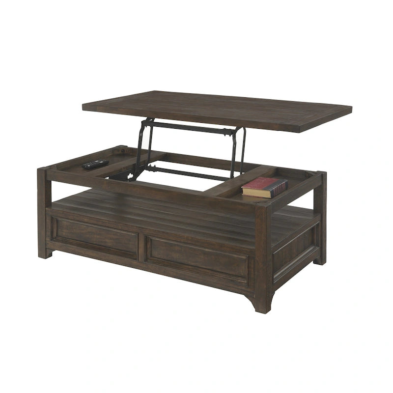 Lift-Top 2-drawer Solid Wood Coffee Table