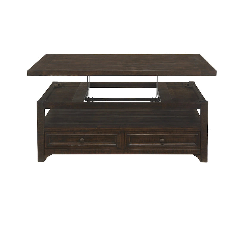 Lift-Top 2-drawer Solid Wood Coffee Table