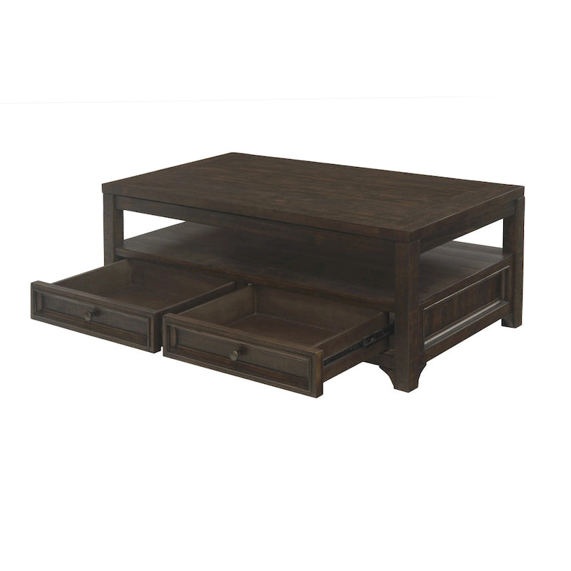 Lift-Top 2-drawer Solid Wood Coffee Table