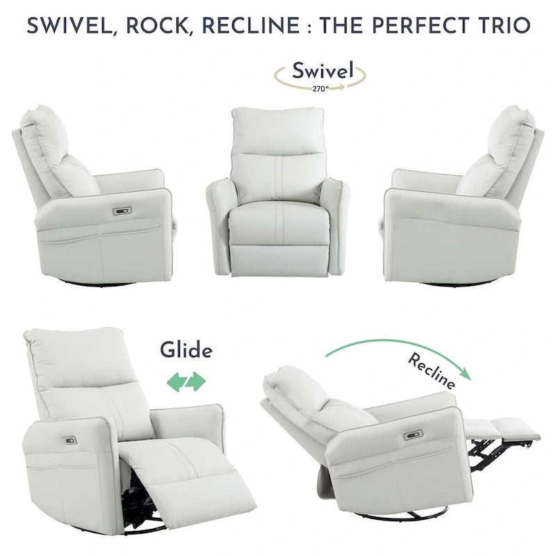 270 Power Swivel Rocker Recliner Chair with USB Ports