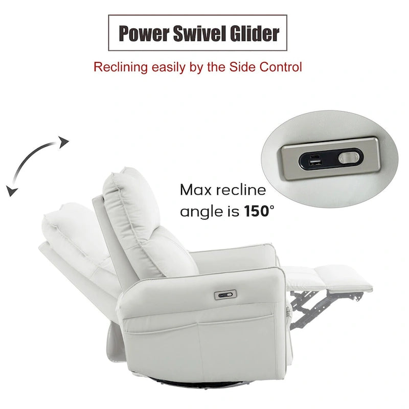 270 Power Swivel Rocker Recliner Chair with USB Ports