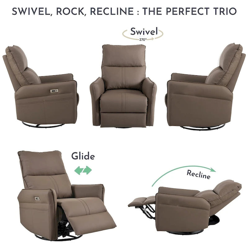 270 Power Swivel Rocker Recliner Chair with USB Ports