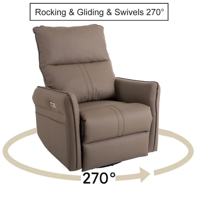 270 Power Swivel Rocker Recliner Chair with USB Ports