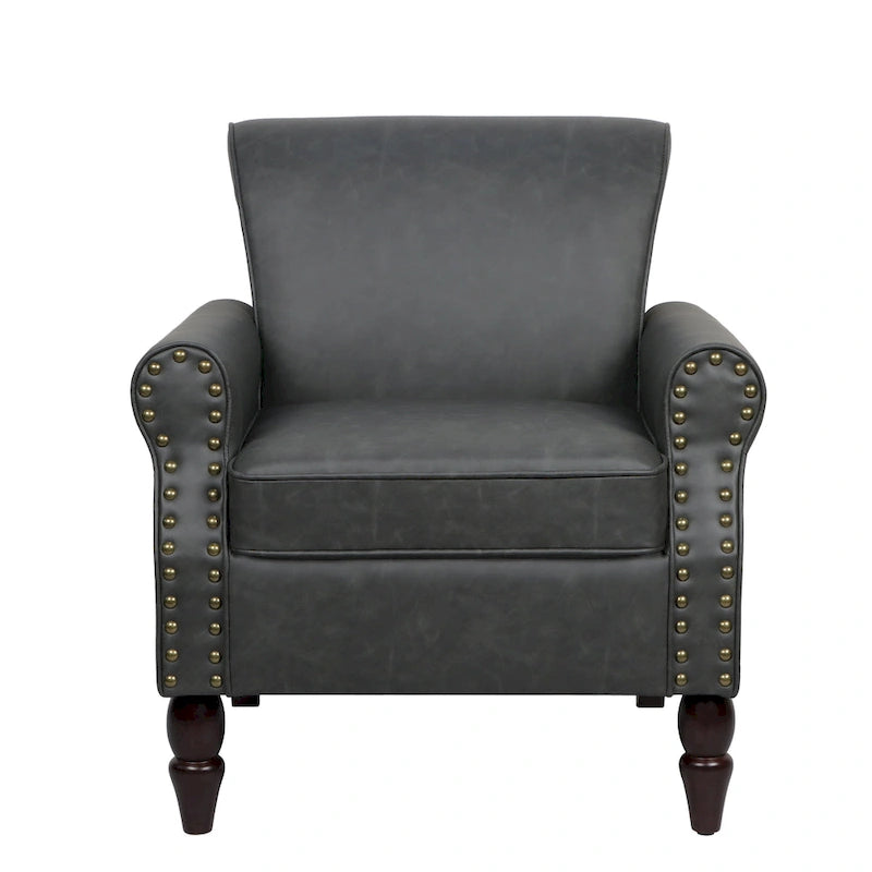 Nailheads Accent Chair Faux Leather Armchair