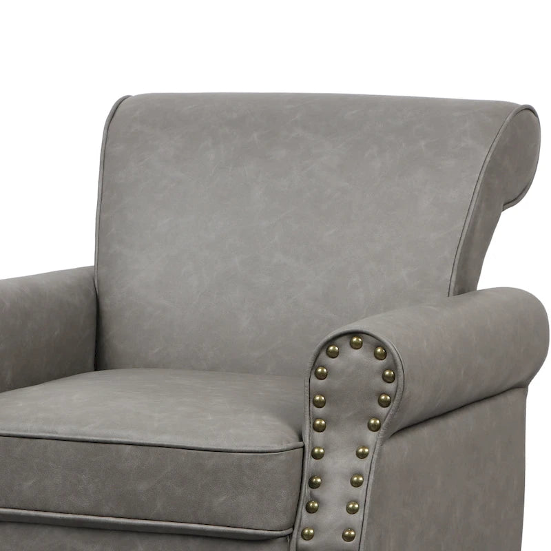 Nailheads Accent Chair Faux Leather Armchair
