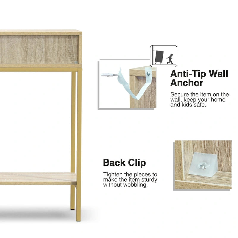 Modern Console Table Narrow Long Console Entryway Table with 2 Drawers