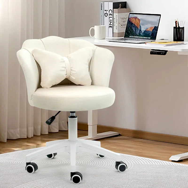 XINMICS Modern Velvet Task Chair 360 Swivel Adjustable Height Office Chair