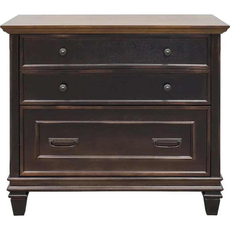 Wood Lateral File With Locking Legal/Letter File Drawer, Storage Cabinet, Black