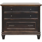 Wood Lateral File With Locking Legal/Letter File Drawer, Storage Cabinet, Black