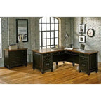 Wood Lateral File With Locking Legal/Letter File Drawer, Storage Cabinet, Black
