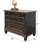 Wood Lateral File With Locking Legal/Letter File Drawer, Storage Cabinet, Black