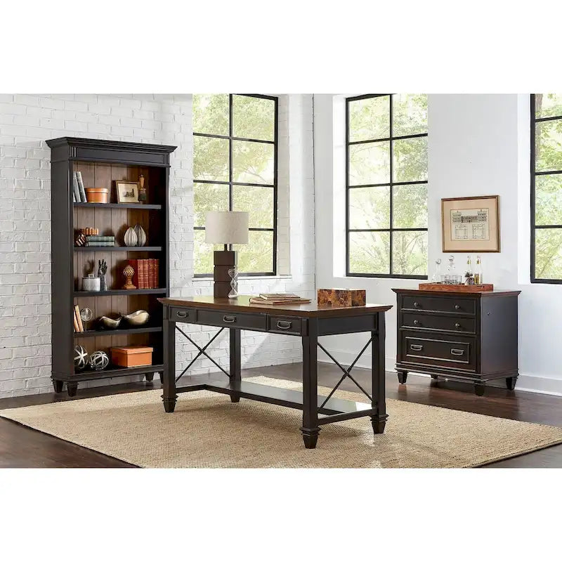 Wood Lateral File With Locking Legal/Letter File Drawer, Storage Cabinet, Black