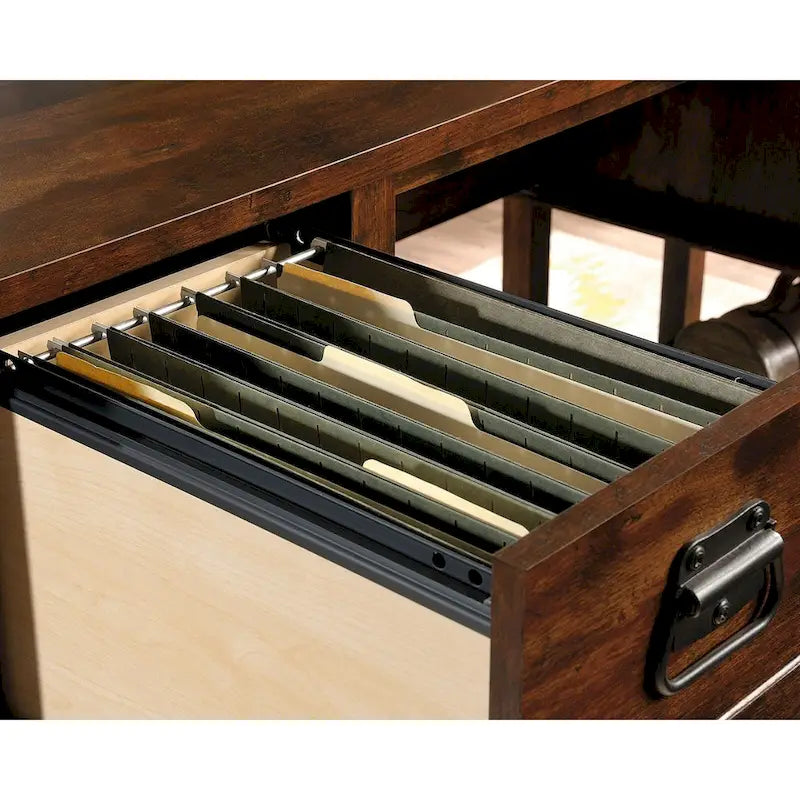 Writing Desk with Two File Drawers and Storage Shelves