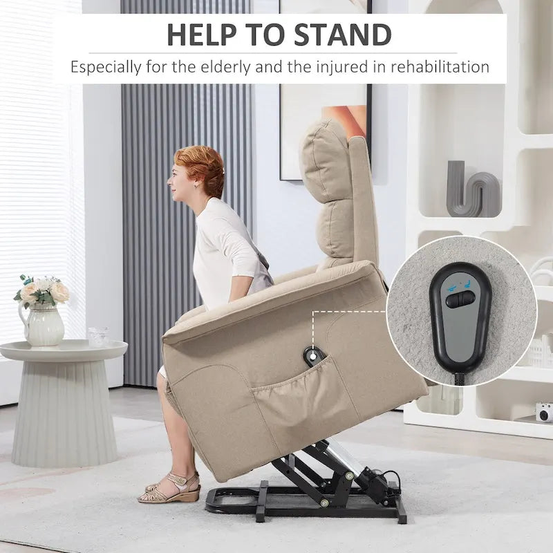 Power Lift Recliner Chair for Elderly, Easy Assembly, Fabric Lift Chair with Remote Control