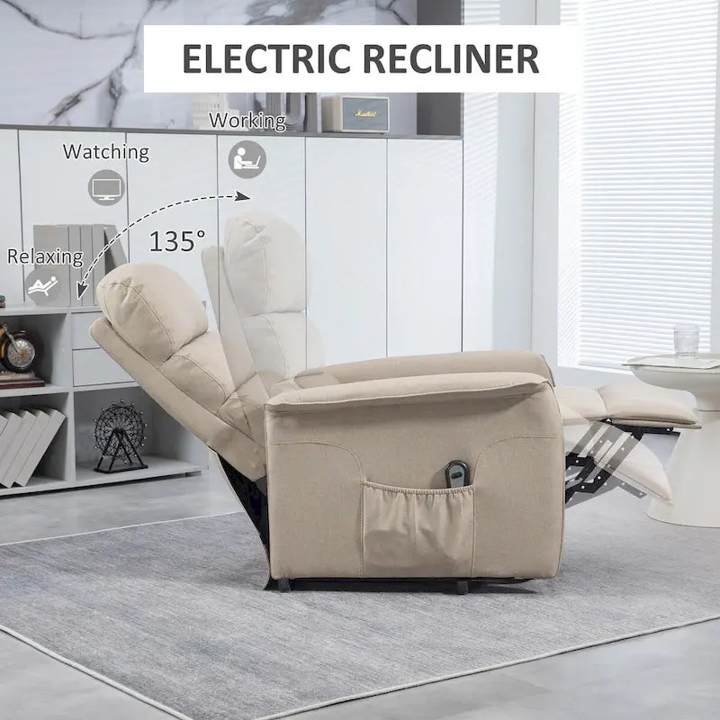 Power Lift Recliner Chair for Elderly, Easy Assembly, Fabric Lift Chair with Remote Control