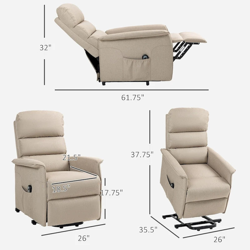 Power Lift Recliner Chair for Elderly, Easy Assembly, Fabric Lift Chair with Remote Control