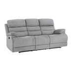 84 Inch Manual Double Recliner Sofa, Gray Chenille, Solid Wood