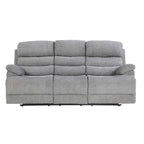 84 Inch Manual Double Recliner Sofa, Gray Chenille, Solid Wood