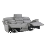 84 Inch Manual Double Recliner Sofa, Gray Chenille, Solid Wood