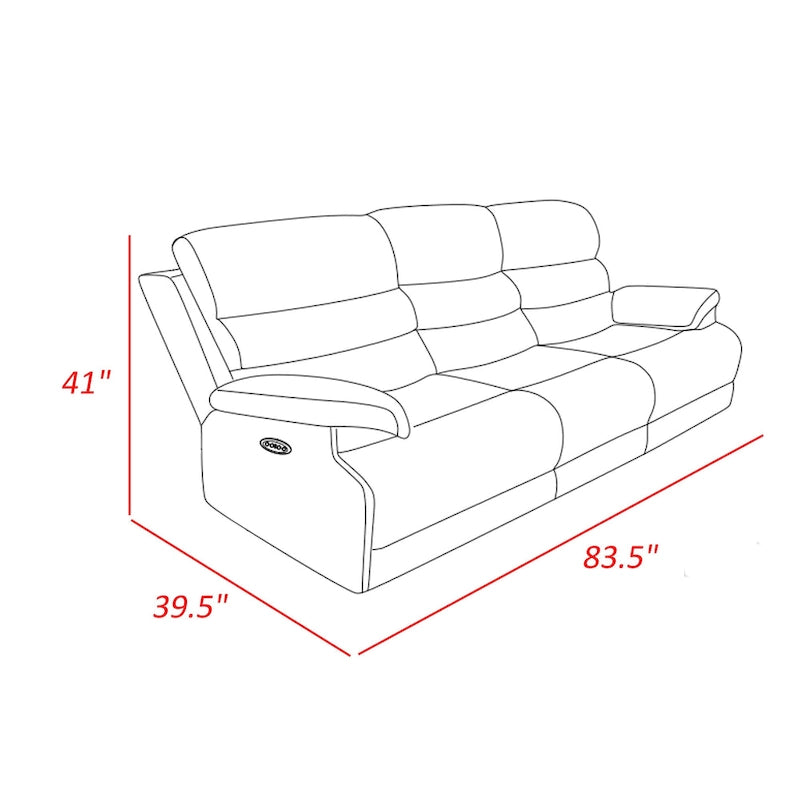 84 Inch Manual Double Recliner Sofa, Gray Chenille, Solid Wood
